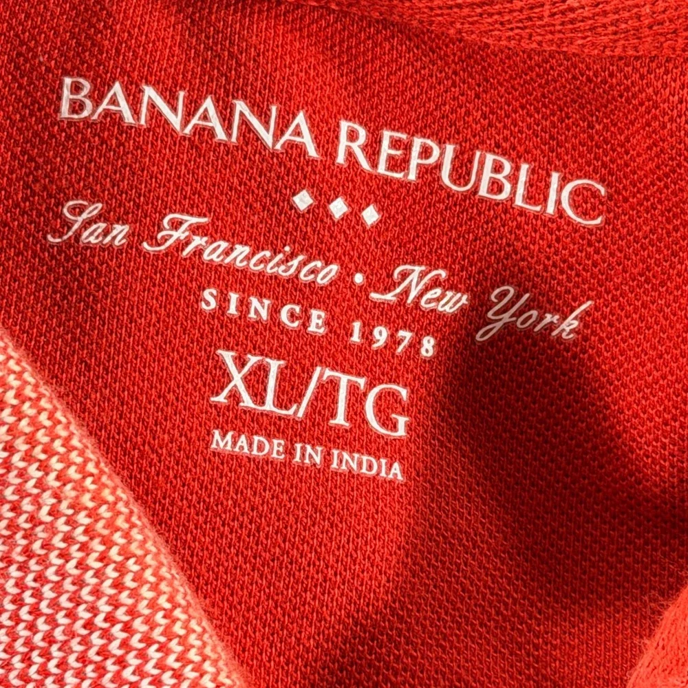 Banana Republic Polo Shirt Mens XL Red Colorblock Birdseye Block 457621-00